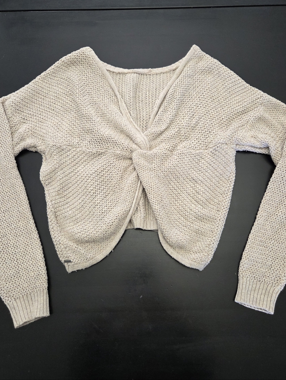 Hollister Beige Twist-Front V-Neck Sweater